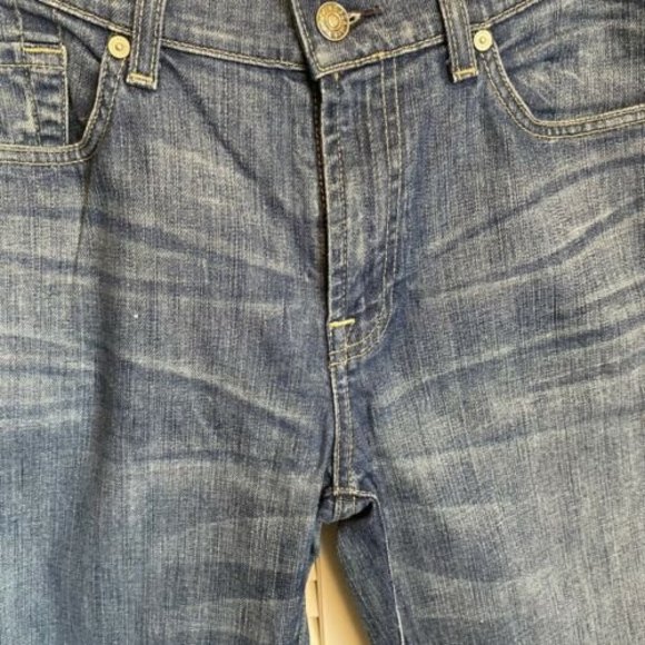 7 For All Mankind Men Jeans Size 33 Bootcut Distressed Medium Wash - Picture 3 of 5